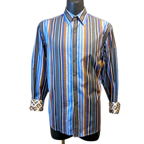 Robert Graham Other - Robert Graham vertical stripe button front shirt large